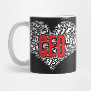 Chief executive CEO Business Founder Heart Shape Word Cloud graphic Mug